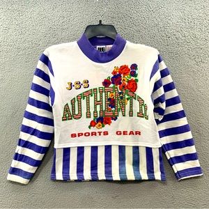 Vintage 90s Y2K Jet Set Kids Sports Gear Pullover Shirt Long Sleeves Size M NWT